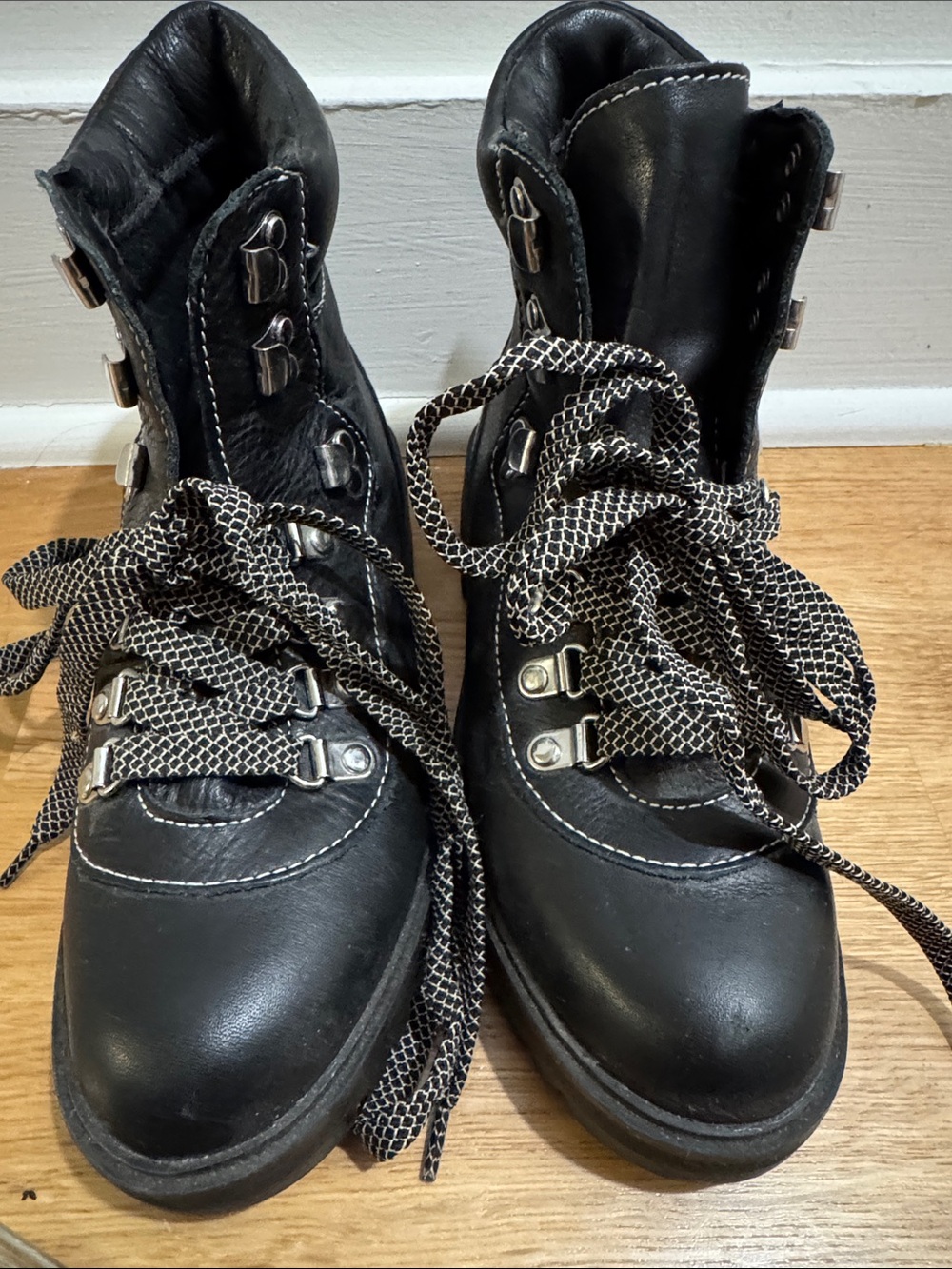 J. Crew Black Lace-Up Hiking Boots with Contrast Laces